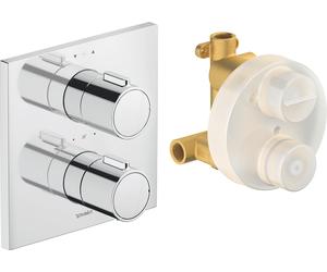 Duravit Mezclador termostático Set termostato oculto, 2 consumidores, TH4200007010, Color: Cromo alto brillo