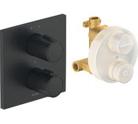Duravit Mezclador termostático Set termostato oculto, 2 consumidores, TH4200007046, Color: Negro Mate