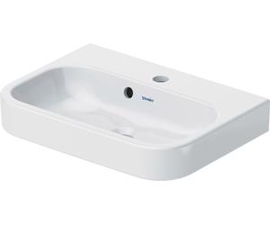 Duravit muebles lavabo 50cm Happy D.2 con rebosadero, con banco de grifo, 1 agujero de grifo, 0710500000, Color: Blanco