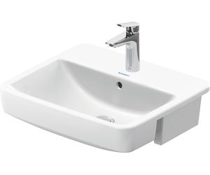 Duravit No.1 Lavabo semi-encastrado, 1 agujero para grifo, con rebosadero, 550x460mm, parte inferior acristalada, blanco, 03765500002