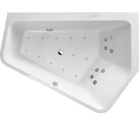 Duravit Paiova 5 bañera de hidromasaje, versión empotrada, esquina derecha, 2 inclinaciones traseras a la derecha, revestimiento acrílico sin juntas, juego de desagüe y rebosadero, Combi-System P, 190