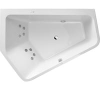 Duravit Paiova 5 bañera de hidromasaje, versión empotrada, esquina izquierda, 2 inclinaciones traseras a la izquierda, revestimiento acrílico sin juntas, juego de desagüe y rebosadero, sistema de chor