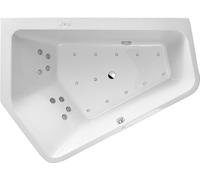 Duravit Paiova 5 bañera de hidromasaje, versión empotrada, esquina izquierda, 2 inclinaciones traseras a la izquierda, revestimiento acrílico sin juntas, juego de desagüe y rebosadero, Combi-System P,