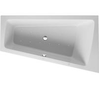 Duravit Paiova bañera de hidromasaje, versión empotrada, 1 respaldo inclinado a la derecha, marco, juego de desagüe y rebosadero cromados, Air-System, 1700x1000mm, 760213000AS0000