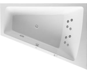 Duravit Paiova bañera de hidromasaje, versión empotrada, 1 respaldo inclinado a la derecha, marco, juego de desagüe y rebosadero cromados, sistema de chorro, 1700x1300mm, 760215000JS1000