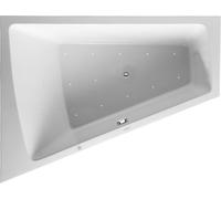Duravit Paiova bañera de hidromasaje, versión empotrada, 1 respaldo inclinado a la izquierda, marco, juego de desagüe y rebosadero cromados, Air-System, 1700x1300mm, 760214000AS0000
