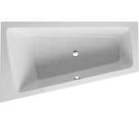 Duravit Paiova bañera de hidromasaje, versión empotrada, 1 respaldo inclinado a la izquierda, marco, juego de desagüe y rebosadero cromados, sistema de aire, 1700x1000mm, 760212000AS0000