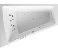 Duravit Paiova bañera de hidromasaje, versión empotrada, 1 respaldo inclinado a la izquierda, marco, juego de desagüe y rebosadero cromados, Combi-System E, 1700x1300mm, 760214000CE1000