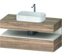 Duravit Qatego consola mueble bajo lavabo, 1 extraíble, 1 cajón, recorte central, 1200x550x600mm, nicho blanco supermatt, QA4732084550010, Color: Roble jaspeado/con iluminaciÃ³n de nicho