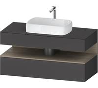 Duravit Qatego consola mueble bajo lavabo, 1 extraíble, 1 cajón, recorte central, 1200x550x600mm, nicho roble terra, QA4732035490000, Color: Grafito mate