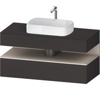 Duravit Qatego consola mueble bajo lavabo, 1 extraíble, 1 cajón, recorte central, 1200x550x600mm, nicho taupe supermatt, QA4732083800010, Color: Supermatt grafito/con iluminaciÃ³n de nicho