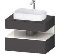 Duravit Qatego consola mueble bajo lavabo, 1 extraíble, 1 cajón, recorte central, 800x550x600mm, nicho blanco alto brillo, QA4730022490010, Color: Grafito mate/con iluminaciÃ³n de nicho