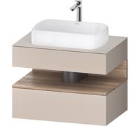 Duravit Qatego consola mueble bajo lavabo, 1 extraíble, 1 cajón, recorte central, 800x550x600mm, nicho roble jaspeado, QA4730055910000, Color: Topo mate