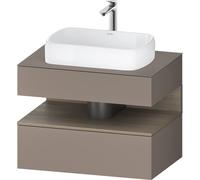 Duravit Qatego consola mueble bajo lavabo, 1 extraíble, 1 cajón, recorte central, 800x550x600mm, nicho roble terra, QA4730035430010, Color: Basalto Mate/con iluminaciÃ³n de nicho