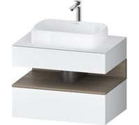 Duravit Qatego consola mueble bajo lavabo, 1 extraíble, 1 cajón, recorte central, 800x550x600mm, nicho roble terra, QA4730035180010, Color: Blanco mate/con iluminaciÃ³n de nicho