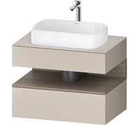 Duravit Qatego consola mueble bajo lavabo, 1 extraíble, 1 cajón, recorte central, 800x550x600mm, nicho roble terra, QA4730035830010, Color: Taupe supermatt/con iluminaciÃ³n de nicho