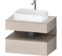 Duravit Qatego consola mueble bajo lavabo, 1 extraíble, 1 cajón, recorte central, 800x550x600mm, nicho roble terra, QA4730035910010, Color: Gris topo mate/con iluminaciÃ³n de nicho