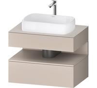 Duravit Qatego consola mueble bajo lavabo, 1 extraíble, 1 cajón, recorte central, 800x550x600mm, nicho taupe mate, QA4730091910010, Color: Gris topo mate/con iluminaciÃ³n de nicho