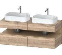 Duravit Qatego consola mueble bajo lavabo, 2 extensiones, 2 cajones, 2 huecos, 1400x550x600mm, nicho roble natural, QA4767030550000, Color: Roble jaspeado