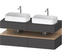Duravit Qatego consola mueble bajo lavabo, 2 extensiones, 2 cajones, 2 huecos, 1400x550x600mm, nicho roble natural, QA4767030490000, Color: Grafito mate