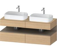 Duravit Qatego consola mueble bajo lavabo, 2 extensiones, 2 cajones, 2 huecos, 1400x550x600mm, nicho roble terra, QA4767035300010, Color: Roble natural/con iluminaciÃ³n de nicho
