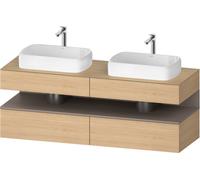 Duravit Qatego consola mueble bajo lavabo, 2 extensiones, 2 cajones, 2 huecos, 1600x550x600mm, nicho basalto mate, QA4779043300010, Color: Roble natural/con iluminaciÃ³n de nicho