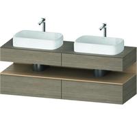 Duravit Qatego consola mueble bajo lavabo, 2 extensiones, 2 cajones, 2 huecos, 1600x550x600mm, nicho roble natural, QA4779030350000, Color: Roble Terra