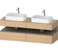Duravit Qatego consola mueble bajo lavabo, 2 extensiones, 2 cajones, 2 huecos, 1600x550x600mm, nicho roble terra, QA4779035300010, Color: Roble natural/con iluminaciÃ³n de nicho
