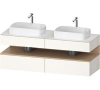 Duravit Qatego consola mueble bajo lavabo, 2 extensiones, 2 cajones, 2 huecos, 1600x550x600mm, nicho roble natural, QA4779030840010, Color: Supermatt blanco/con iluminaciÃ³n de nicho