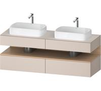 Duravit Qatego consola mueble bajo lavabo, 2 extensiones, 2 cajones, 2 huecos, 1600x550x600mm, nicho roble natural, QA4779030910010, Color: Gris topo mate/con iluminaciÃ³n de nicho