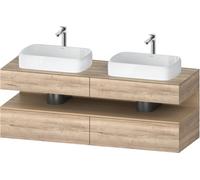 Duravit Qatego consola mueble bajo lavabo, 2 extensiones, 2 cajones, 2 huecos, 1600x550x600mm, nicho roble natural, QA4779030550010, Color: Roble jaspeado/con iluminaciÃ³n de nicho