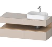 Duravit Qatego consola mueble bajo lavabo, 2 extensiones, 2 cajones, recortable a la derecha, 1400x550x600mm, nicho roble natural, QA4766030910000, Color: Topo mate