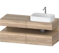 Duravit Qatego consola mueble bajo lavabo, 2 extensiones, 2 cajones, recortable a la derecha, 1400x550x600mm, nicho roble natural, QA4766030550000, Color: Roble jaspeado