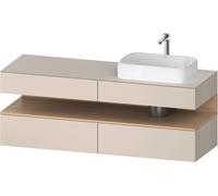 Duravit Qatego consola mueble bajo lavabo, 2 extensiones, 2 cajones, recortable a la derecha, 1600x550x600mm, nicho roble natural, QA4778030830000, Color: supermatt taupe