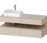 Duravit Qatego consola mueble bajo lavabo, 2 extensiones, 2 cajones, recorte a la izquierda, 1400x550x600mm, nicho roble natural, QA4765030830000, Color: supermatt taupe