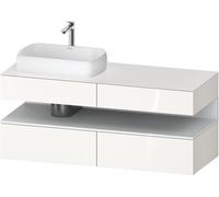 Duravit Qatego consola mueble bajo lavabo, 2 extensiones, 2 cajones, recorte a la izquierda, 1400x550x600mm, nicho blanco mate, QA4765018220000, Color: Blanco brillo intenso