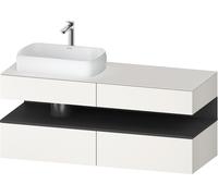 Duravit Qatego consola mueble bajo lavabo, 2 extensiones, 2 cajones, recorte a la izquierda, 1400x550x600mm, nicho grafito mate, QA4765049840000, Color: Supermatt blanco