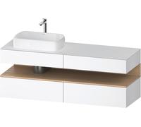 Duravit Qatego consola mueble bajo lavabo, 2 extensiones, 2 cajones, recorte a la izquierda, 1600x550x600mm, nicho roble natural, QA4777030180010, Color: Blanco mate/con iluminaciÃ³n de nicho