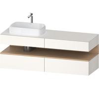 Duravit Qatego consola mueble bajo lavabo, 2 extensiones, 2 cajones, recorte a la izquierda, 1600x550x600mm, nicho roble natural, QA4777030840010, Color: Supermatt blanco/con iluminaciÃ³n de nicho