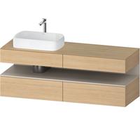 Duravit Qatego consola mueble bajo lavabo, 2 extensiones, 2 cajones, recorte a la izquierda, 1600x550x600mm, nicho taupe mate, QA4777091300010, Color: Roble natural/con iluminaciÃ³n de nicho