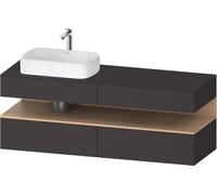 Duravit Qatego consola mueble bajo lavabo, 2 extensiones, 2 cajones, recorte a la izquierda, 1600x550x600mm, nicho roble natural, QA4777030800000, Color: supermercado de grafito