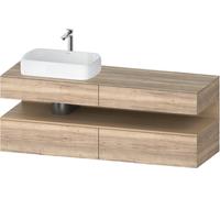 Duravit Qatego consola mueble bajo lavabo, 2 extensiones, 2 cajones, recorte a la izquierda, 1600x550x600mm, nicho roble natural, QA4777030550000, Color: Roble jaspeado