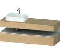 Duravit Qatego consola mueble bajo lavabo, 2 extensiones, 2 cajones, recorte a la izquierda, 1600x550x600mm, nicho taupe supermatt, QA4777083300010, Color: Roble natural/con iluminaciÃ³n de nicho