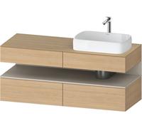 Duravit Qatego consola mueble bajo lavabo, 2 extensiones, 2 cajones, recorte derecho, 1400x550x600mm, nicho taupe supermatt, QA4766083300010, Color: Roble natural/con iluminaciÃ³n de nicho