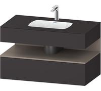 Duravit Qatego lavabo encastrado con base de lavabo consola, 1000x550x600mm, nicho basalto mate, QA4786043800010, Color: Supermatt grafito/con iluminación de nicho