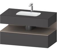 Duravit Qatego lavabo encastrado con base de lavabo consola, 1000x550x600mm, nicho basalto mate, QA4786043490010, Color: Grafito mate/con iluminación de nicho