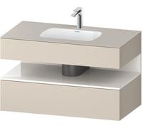 Duravit Qatego lavabo encastrado con base de lavabo consola, 1000x550x600mm, nicho blanco alto brillo, QA4786022830000, Color: supermatt taupe