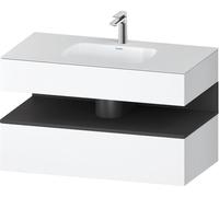 Duravit Qatego lavabo encastrado con base de lavabo consola, 1000x550x600mm, nicho Grafito mate, QA4786049180010, Color: Blanco mate/con iluminación de nicho