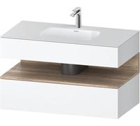 Duravit Qatego lavabo encastrado con base de lavabo consola, 1000x550x600mm, nicho roble jaspeado, QA4786055180010, Color: Blanco mate/con iluminación de nicho