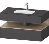Duravit Qatego lavabo encastrado con base de lavabo consola, 1000x550x600mm, nicho roble jaspeado, QA4786055490010, Color: Grafito mate/con iluminación de nicho